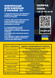 informacja w formie plakatu dla obywateli Ukrainy w jezyku ukrainskim